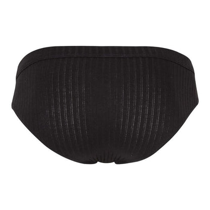 Calzoncillo brief hombre puro 3d negro trasero - Vista trasera de brief negro acanalado para hombre, diseño cómodo y ajustado.