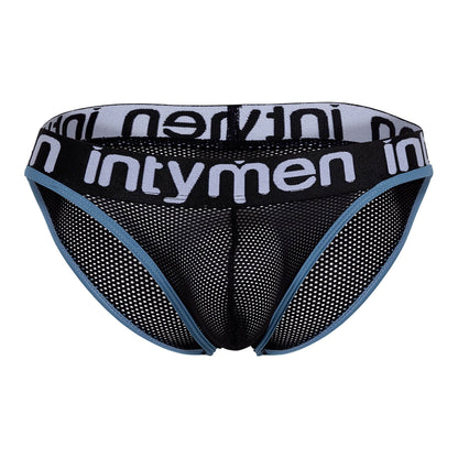 Brief negro Intymen de malla con pretina negra y bordes azul celeste