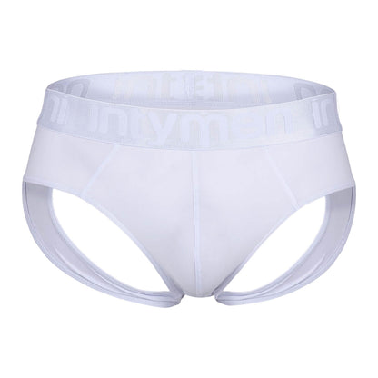 Jockstrap blanco Intymen con pretina blanca visto de frente.