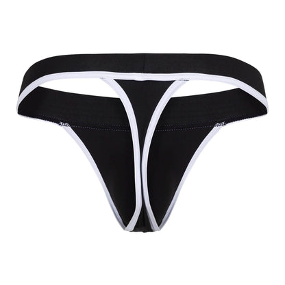 Thong negro Intymen con bordes blancos visto desde atrás