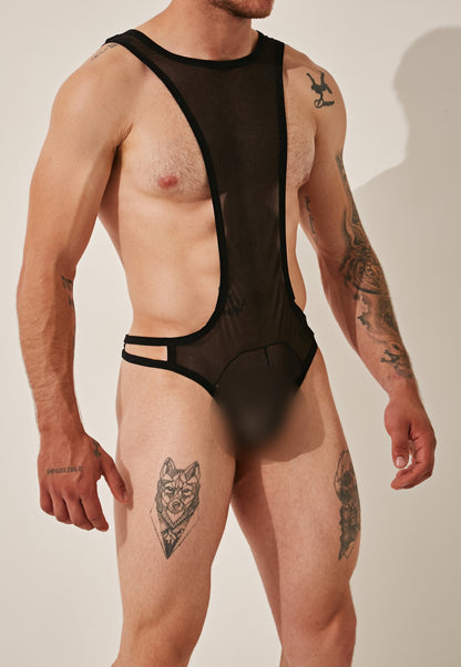 Bodysuit masculino sexy transparencia