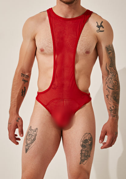 Bodysuit masculino sexy transparencia